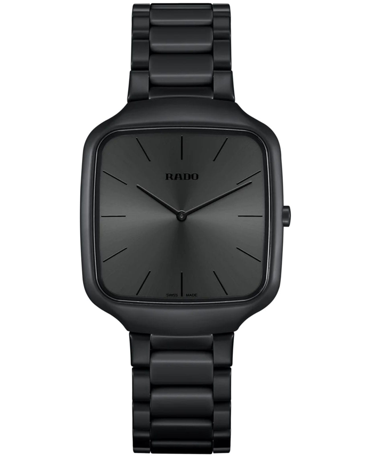 Rado Rado True Square Thinline x Les Couleurs Le Corbusier R27062152  R27062152 кварцевые мужские часы черный циферблат, браслет высокотехнологичная керамика + титан — вид спереди