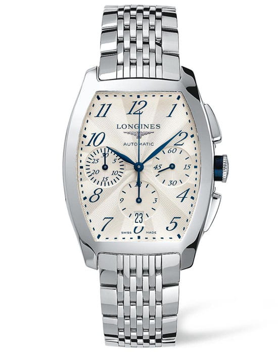 Longines Longines Evidenza L2.643.4.73.6  L26434736 механические мужские часы белый циферблат, браслет нержавеющая сталь — вид спереди