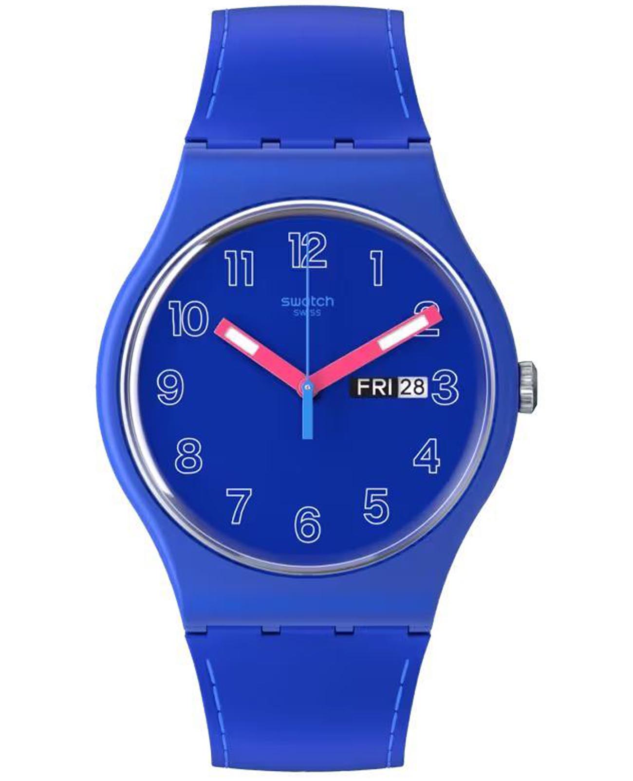 Swatch Swatch New Gent Biosourced SO29N705  SO29N705 кварцевые мужские часы синий циферблат, браслет силикон — вид спереди