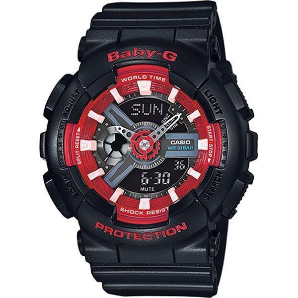 Casio Casio Baby-G BA-110SN-1AER  BA-110SN-1AER кварцевые женские часы красный циферблат, браслет пластик — вид спереди