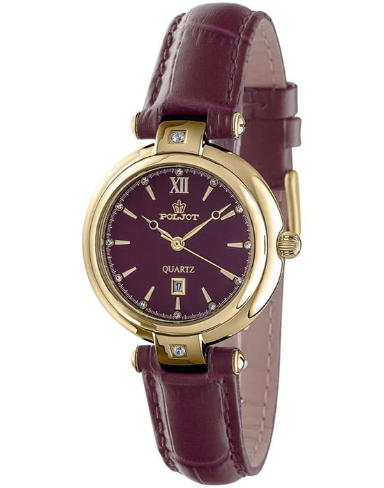 Полет Полет Майя 2015.676011  2015.676011 кварцевые женские часы красный циферблат, браслет кожаный — вид спереди