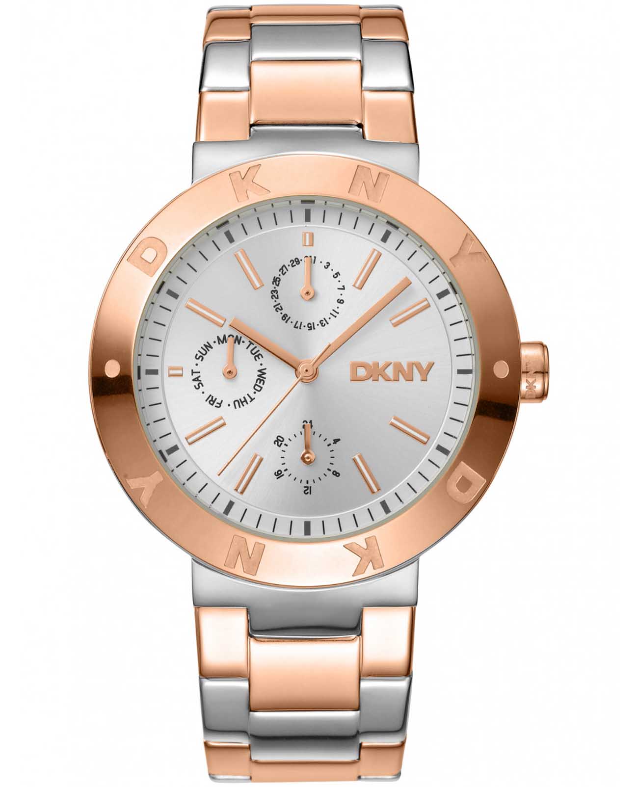 DKNY DKNY Eastside Maxi DK1L022M0065  DK1L022M0065 кварцевые женские часы серебристый циферблат, браслет нержавеющая сталь с ip-покрытием — вид спереди