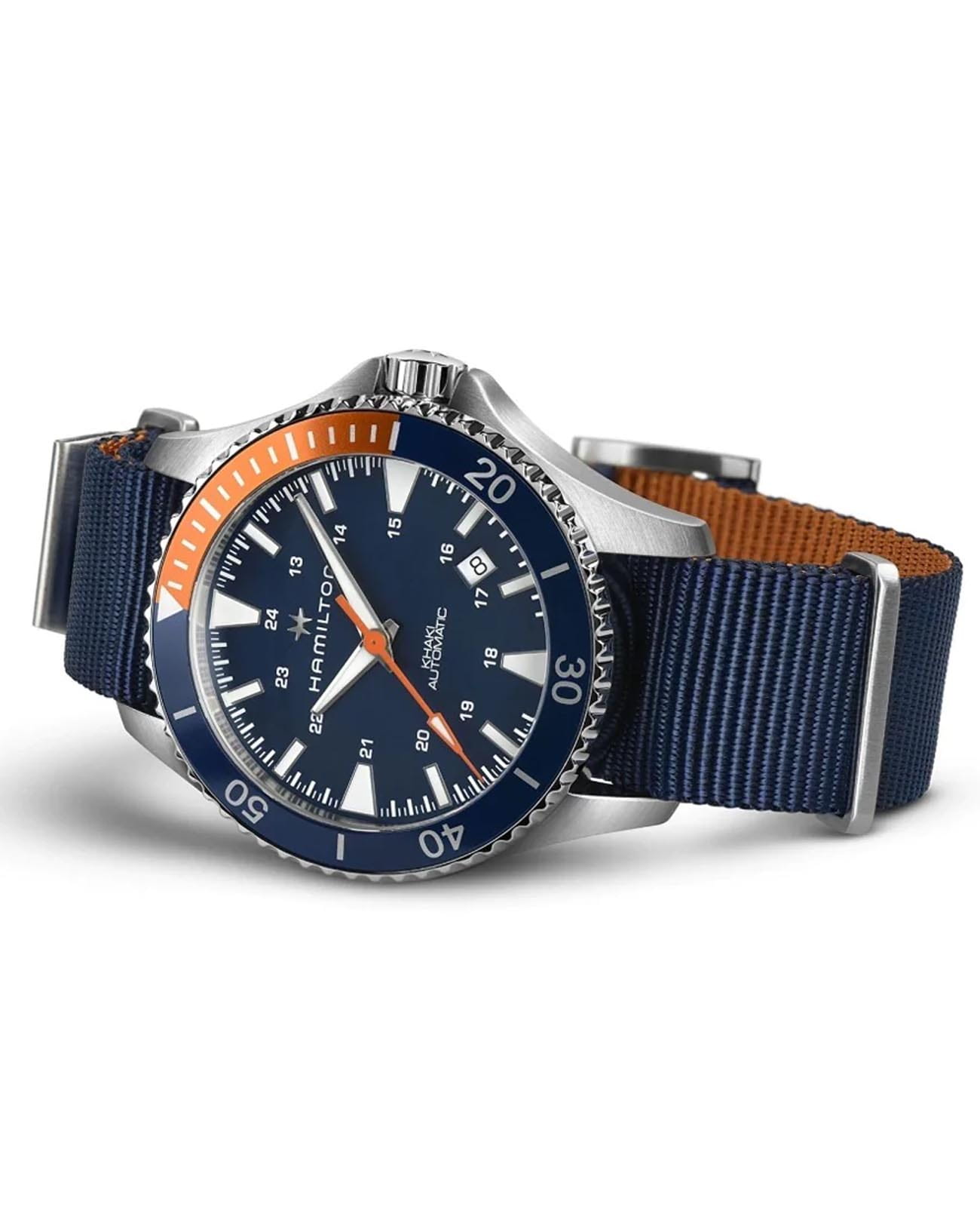 Hamilton Hamilton Khaki Navy Scuba Auto H82365941, khaki navy швейцария мужские часы на браслете тканевый боковой вид