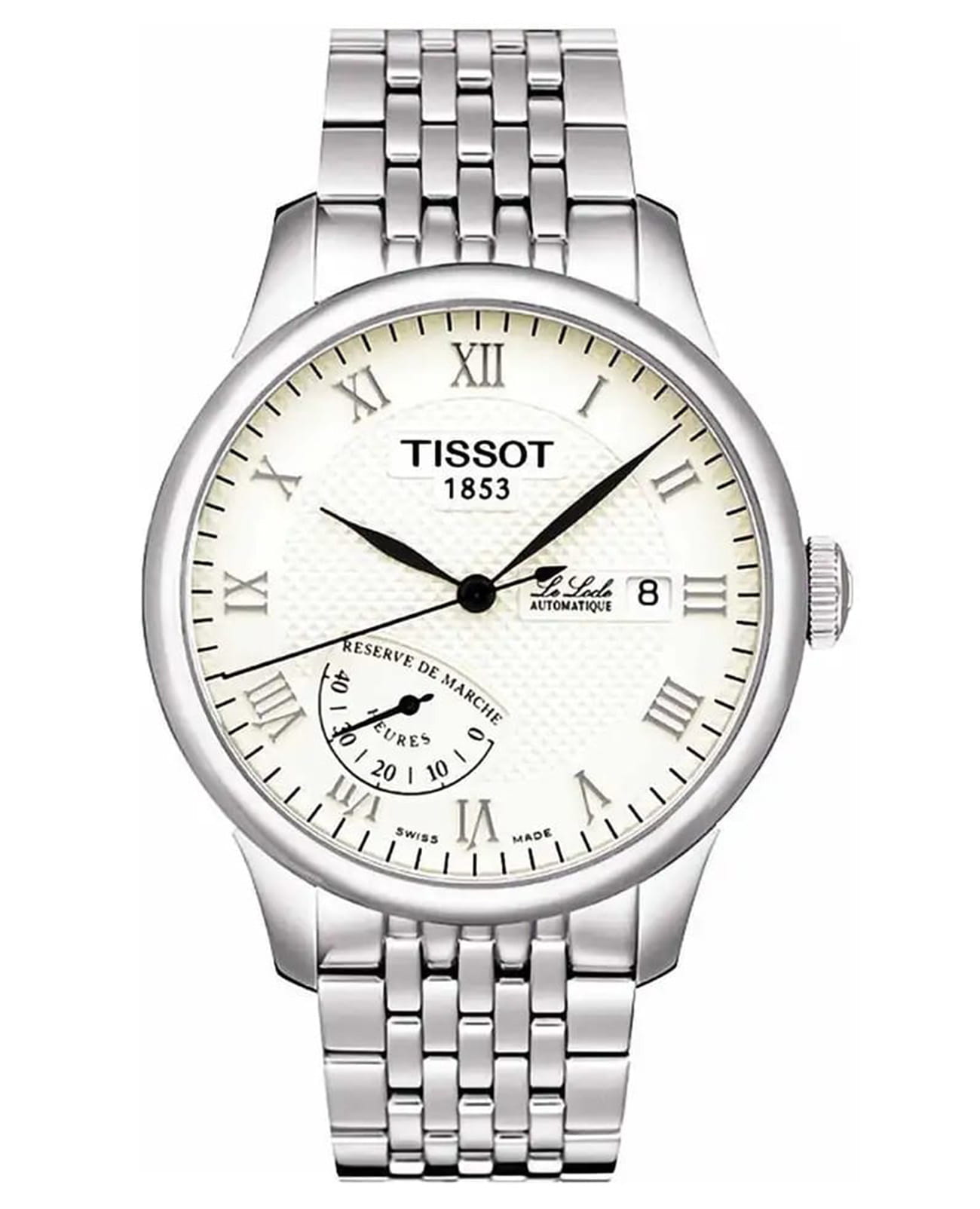 Tissot Tissot T-Classic Le Locle T006.424.11.263.00 Le Locle Automatic T0064241126300 механические мужские часы белый циферблат, браслет нержавеющая сталь — вид спереди