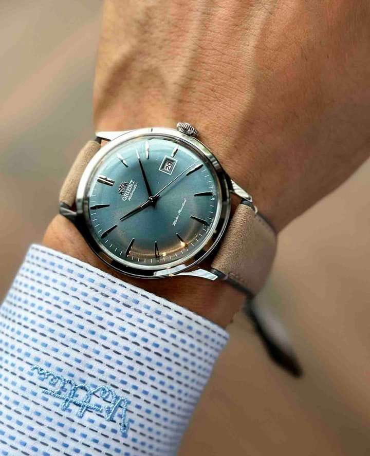 Orient Orient Bambino RA-AC0P03L (RN-AC0P03L) механические мужские часы часы крупный план серый циферблата
