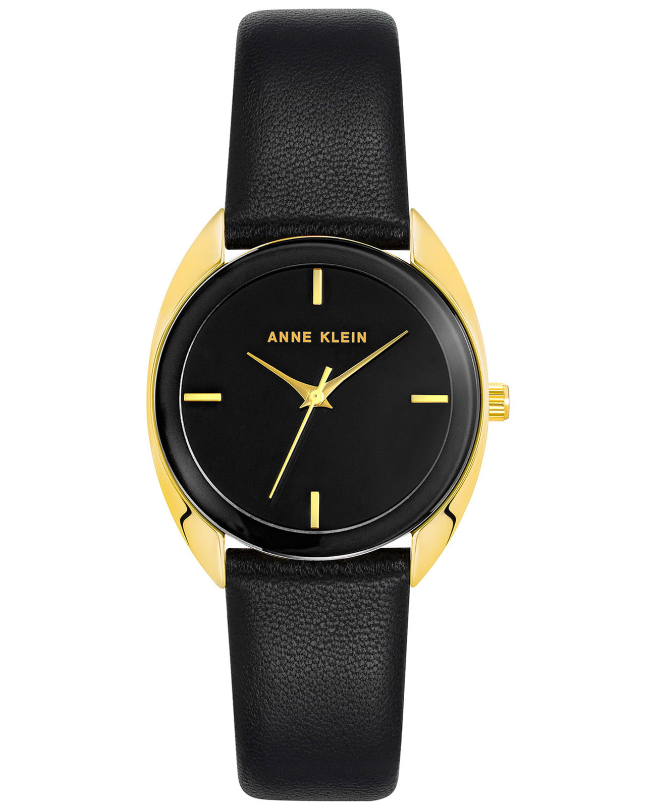 Anne Klein Anne Klein Leather 4030BKBK  4030BKBK кварцевые женские часы черный циферблат, браслет кожаный — вид спереди