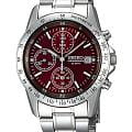 Seiko Seiko Spirit Chronograph SBTQ045  SBTQ045 кварцевые мужские часы  красный циферблат, браслет нержавеющая сталь — вид спереди