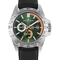 Jacques Lemans Jacques Lemans 42-11D  42-11D кварцевые мужские часы  зеленый циферблат, браслет кожаный — вид спереди