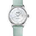 Mido Mido Baroncelli Signature Lady Colours M037.207.16.106.00  M0372071610600 механические женские часы  серебристый циферблат, браслет кожаный — вид спереди