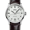 Mido Mido Multifort M M038.430.16.031.00  M0384301603100 механические мужские часы  белый циферблат, браслет кожаный — вид спереди