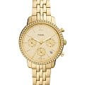 Fossil Fossil Neutra ES5219  ES5219 кварцевые женские часы  золотой циферблат, браслет сталь с ip покрытием — вид спереди