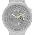 Swatch Swatch Big Bold Bioceramic Lacquered SB03M100  SB03M100 кварцевые мужские часы  серый циферблат, браслет силикон — вид спереди