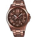 Casio Casio Sheen SHE-3806BR-5A  SHE-3806BR-5A кварцевые женские часы  коричневый циферблат, браслет 18-каратное желтое золото — вид спереди