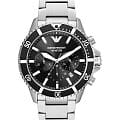 Emporio Armani Emporio Armani Diver AR11361  AR11360 кварцевые мужские часы  черный циферблат, браслет нержавеющая сталь — вид спереди
