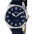 Jacques Lemans Jacques Lemans 1-2002C  1-2002C кварцевые мужские часы  синий циферблат, браслет кожаный — вид спереди