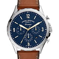 Fossil Fossil FB-01  FS5607  FS5607 кварцевые мужские часы  синий циферблат, браслет кожаный — вид спереди