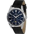 Jacques Lemans Jacques Lemans 1-1901B  1-1901B кварцевые мужские часы  синий циферблат, браслет кожа + текстиль — вид спереди