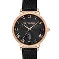U.S. Polo Assn. U.S. Polo Assn. Stile USPA2077-01  USPA2077-01 кварцевые женские часы  черный циферблат, браслет кожаный — вид спереди