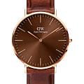 Daniel Wellington Daniel Wellington Classic St Mawes Amber Rose Gold DW00100627  DW00100627 кварцевые мужские часы  коричневый циферблат, браслет кожаный — вид спереди