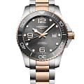 Longines Longines HydroConquest L3.782.3.78.7  L37823787 механические мужские часы  серый циферблат, браслет нержавеющая сталь с pvd-покрытием — вид спереди