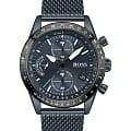  Hugo Boss Associate HB 1513887  HB1513887 кварцевые мужские часы  синий циферблат, браслет сталь с ip покрытием — вид спереди