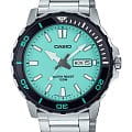 Casio Casio Collection MTD-125D-2A2  MTD-125D-2A2 кварцевые мужские часы  бирюзовый циферблат, браслет нержавеющая сталь — вид спереди