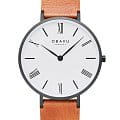 Obaku Obaku  Leather  V283GXBWRZ-DIB  V283GXBWRZ-DIB кварцевые мужские часы  белый циферблат, браслет кожаный — вид спереди