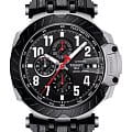 Tissot Tissot T-Race MotoGP Automatic Chronograph T115.427.27.057.00 T Race T1154272705700 механические мужские часы  черный циферблат, браслет кожа + каучук — вид спереди