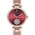 Anne Klein Anne Klein Crystal  3000BYRG  3000BYRG кварцевые женские часы  бордовый циферблат, браслет сталь c pvd покрытием — вид спереди
