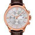 Tissot Tissot Chemin des Tourelles Chronograph T099.427.36.038.00 Chemin des Tourelles T0994273603800 механические мужские часы  белый циферблат, браслет кожаный — вид спереди