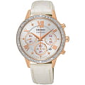 Seiko Seiko SRW842P1  SRW842P1 кварцевые женские часы  серебристый циферблат, браслет кожаный — вид спереди