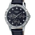 Casio Casio Sheen SHE-3517L-1AUEF  SHE-3517L-1AUEF кварцевые женские часы  черный циферблат, браслет кожаный — вид спереди