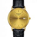 Tissot Tissot T-Classic T913.410.16.031.01 Tradition T9134101603101 кварцевые мужские часы  золотой циферблат, браслет кожаный — вид спереди
