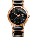 Rado Rado Centrix Diamonds R30954152  R30954152 кварцевые женские часы  черный циферблат, браслет высокотехнологичная керамика + нержавеющая сталь с pvd покрытием — вид спереди
