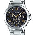 Casio Casio Collection MTP-V300D-1A2UDF (MTP-V300D-1A2)  MTP-V300D-1A2 кварцевые мужские часы  черный циферблат, браслет нержавеющая сталь — вид спереди