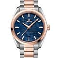 Omega Omega Seamaster Aqua Terra 220.20.38.20.03.001 Aqua Terra 22020382003001 механические женские часы  синий циферблат, браслет нержавеющая сталь + золото 18к — вид спереди