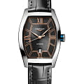 Longines Longines Evidenza L2.142.4.56.2  L21424562 механические женские часы  черный циферблат, браслет кожаный — вид спереди