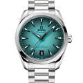 Omega Omega Seamaster Aqua Terra 220.10.38.20.03.005 Aqua Terra 22010382003005 механические мужские часы  бирюзовый циферблат, браслет нержавеющая сталь — вид спереди