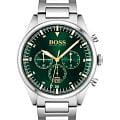Hugo Boss Hugo Boss Pioneer HB1513868  HB1513868 кварцевые мужские часы  зеленый циферблат, браслет нержавеющая сталь — вид спереди