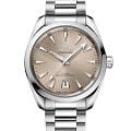 Omega Omega Seamaster Aqua Terra 220.10.38.20.09.001 Aqua Terra 22010382009001 механические мужские часы  бежевый циферблат, браслет нержавеющая сталь — вид спереди