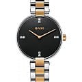 Rado Rado Coupole R22850703  R22850703 кварцевые женские часы  черный циферблат, браслет нержавеющая сталь с pvd-покрытием — вид спереди
