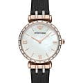 Emporio Armani Emporio Armani Gianni-T-Bar AR11295  AR11295 кварцевые мужские часы  перламутровый циферблат, браслет кожаный — вид спереди