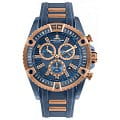 Jacques Lemans Jacques Lemans 1-1805E  1-1805E кварцевые мужские часы  синий циферблат, браслет сталь + силикон + ip — вид спереди