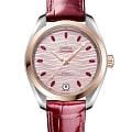 Omega Omega Seamaster Aqua Terra 220.23.34.20.60.001 Aqua Terra 22023342060001 механические женские часы  розовый циферблат, браслет кожаный — вид спереди