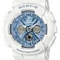 Casio Casio Baby-G BA-130-7A2  BA-130-7A2 кварцевые женские часы  голубой циферблат, браслет пластик — вид спереди